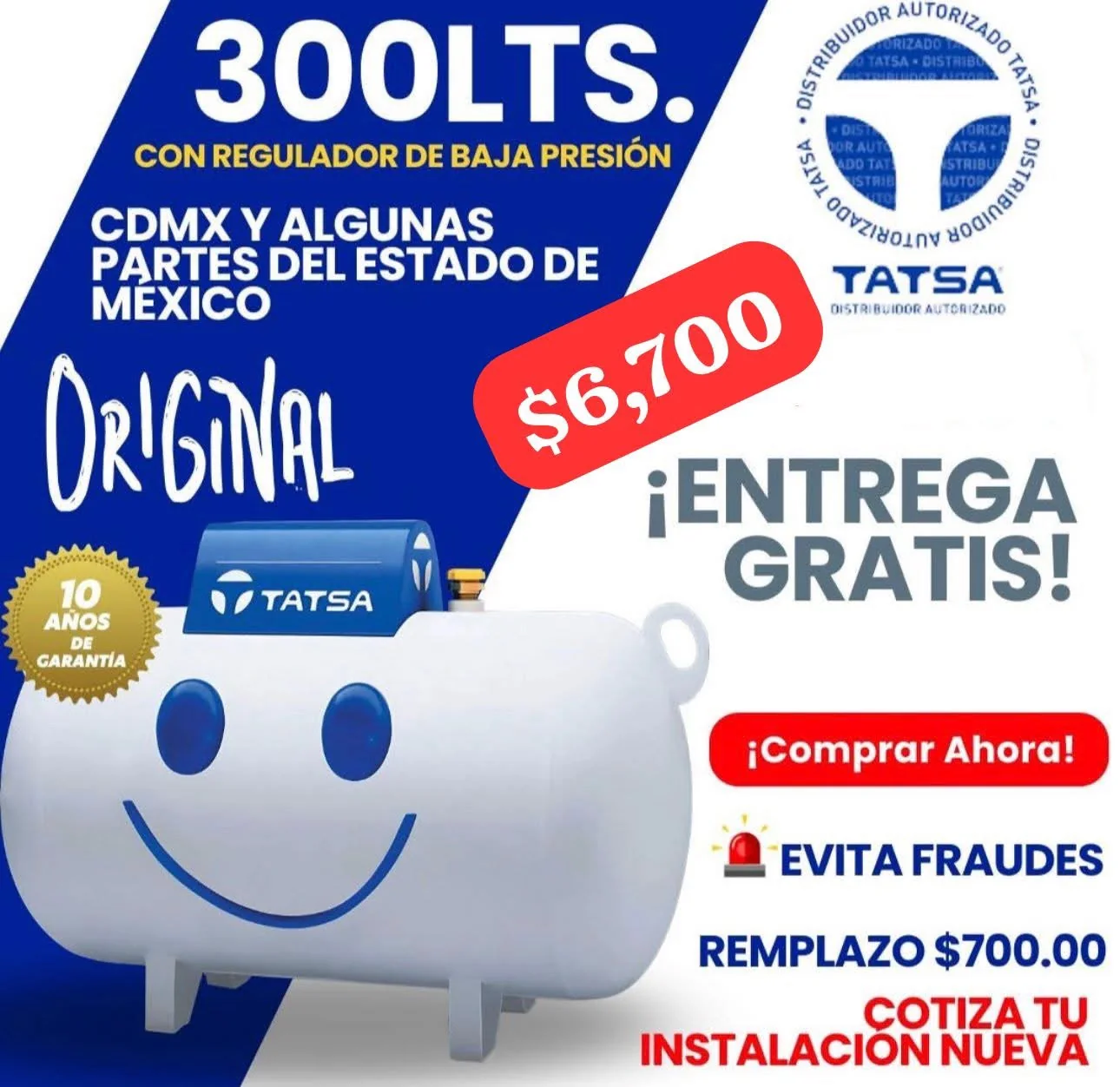 Tanque estacionario TATSA de 300 litros